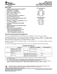 Datasheet SN74LVC2G132YZPR manufacturer TI
