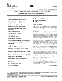 Datasheet TSC2101IRGZ manufacturer TI