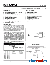 Datasheet TK11142MCL manufacturer TOKO