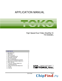 Datasheet TK15450L manufacturer TOKO