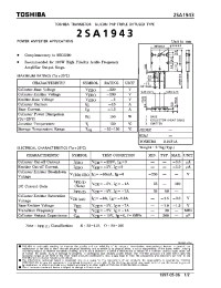 Datasheet 2SA1943 manufacturer Toshiba