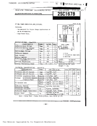 Datasheet 2SC1678 manufacturer Toshiba
