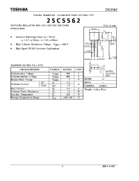 Datasheet 2SC5562 manufacturer Toshiba
