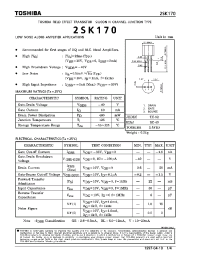 Datasheet 2SK170 manufacturer Toshiba