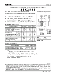 Datasheet 2SK2545 manufacturer Toshiba