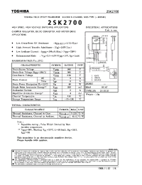 Datasheet 2SK2700 manufacturer Toshiba