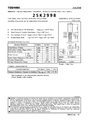 Datasheet 2SK2998 manufacturer Toshiba
