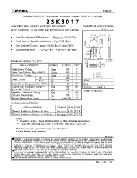 Datasheet 2SK3017 производства Toshiba