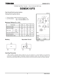 Datasheet SSM3K15FS manufacturer Toshiba