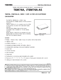 Datasheet T6M74A manufacturer Toshiba