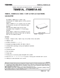 Datasheet T6M81A manufacturer Toshiba