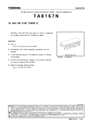 Datasheet TA8167N manufacturer Toshiba