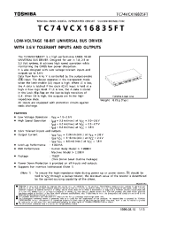 Datasheet TC74VCX16835FT manufacturer Toshiba