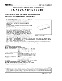 Datasheet TC74VCXR162600FT manufacturer Toshiba