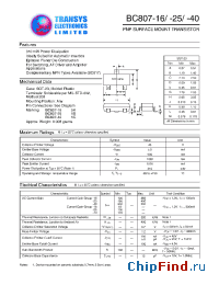 Datasheet BC807 manufacturer Transys 