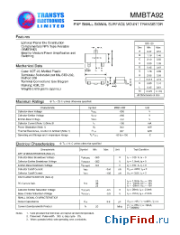 Datasheet MMBTA92 manufacturer Transys 