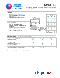 Datasheet MMST4403 manufacturer Transys 