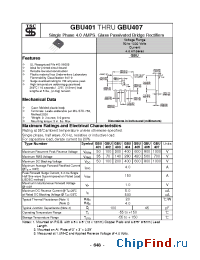 Datasheet GBU401 manufacturer TSC