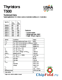 Datasheet T500/04 manufacturer USHA