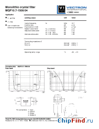 Datasheet MQF10.7-1500-23 manufacturer Vectron