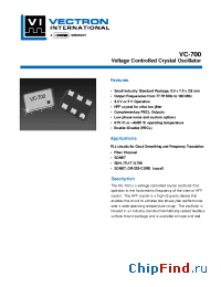 Datasheet VC-700-CFF-GFA manufacturer Vectron