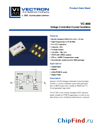 Datasheet VC-800-KAC-GTJ-17.664 manufacturer Vectron