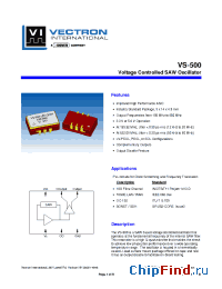 Datasheet VS-500-KEF-GNN625.0000 manufacturer Vectron