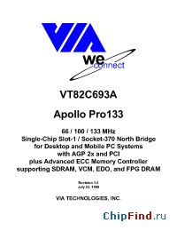 Datasheet VT82C693A manufacturer VIA