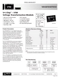 Datasheet V048F040M050 manufacturer Vicor