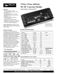 Datasheet V375A15C600B manufacturer Vicor