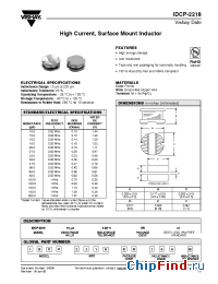Datasheet IDCP-2218 68uH 20% manufacturer Vishay