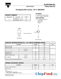 Datasheet SUM75N06-09L manufacturer Vishay