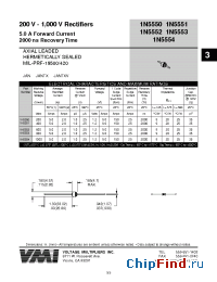 Datasheet 1N5553 manufacturer Voltage Multipliers