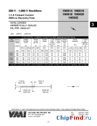 Datasheet 1N5618 manufacturer Voltage Multipliers