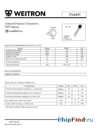 Datasheet 2N4403 manufacturer Weitron