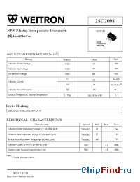 Datasheet 2SD2098R manufacturer Weitron