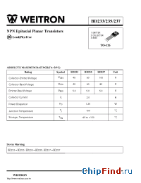 Datasheet BD237 manufacturer Weitron