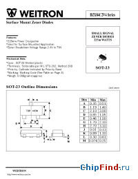 Datasheet BZX84C2V7 manufacturer Weitron