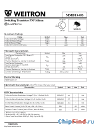 Datasheet MMBT4403 manufacturer Weitron