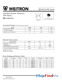 Datasheet MUN5111DW manufacturer Weitron