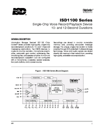 Datasheet ISD1100 manufacturer Winbond