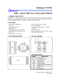 Datasheet W27E01P-90 manufacturer Winbond