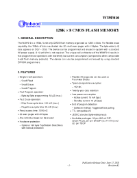 Datasheet W39F010-90 manufacturer Winbond