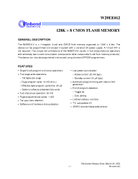 Datasheet W39L020T-70 manufacturer Winbond