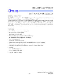 Datasheet W78C516F-24 manufacturer Winbond