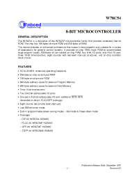 Datasheet W78C54M-16 manufacturer Winbond