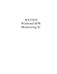 Datasheet W83783 manufacturer Winbond