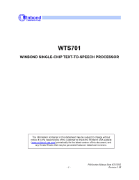 Datasheet WTS701EF/T manufacturer Winbond