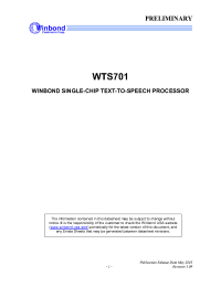 Datasheet WTS701MM manufacturer Winbond