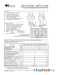 Datasheet GBPC1001W manufacturer WTE